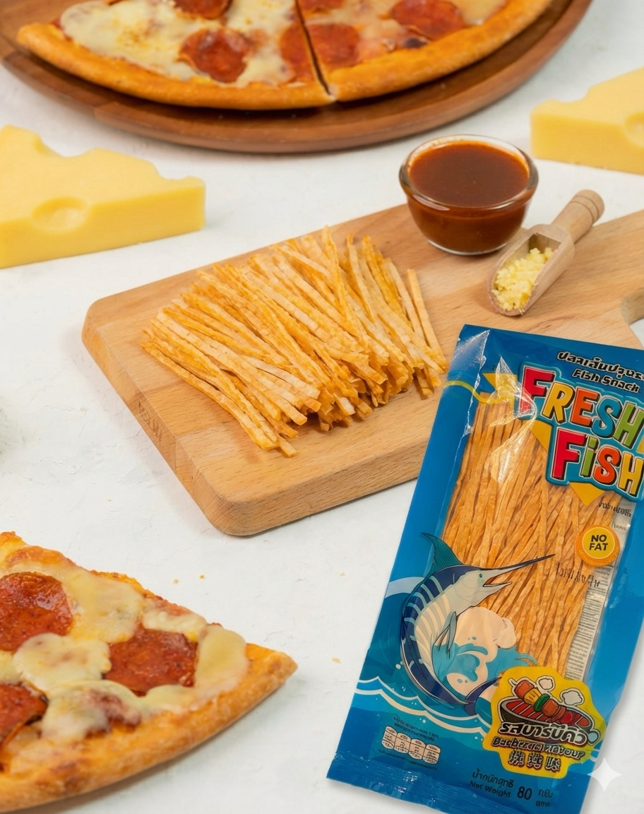 Fresh Fish Brand Barbecue Flavour Dried Fish Snack, No Fat, 80g, Product of Thailand, Halal