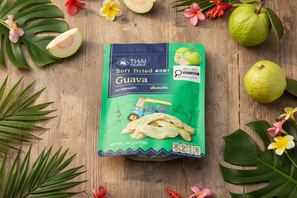 Thai Tropical Soft Dried Guava in tropical setting